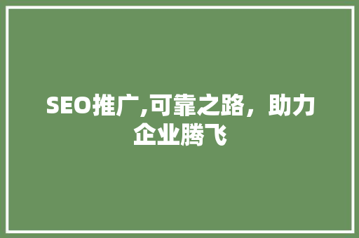 SEO推广,可靠之路，助力企业腾飞