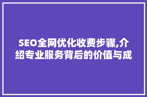 SEO全网优化收费步骤,介绍专业服务背后的价值与成本